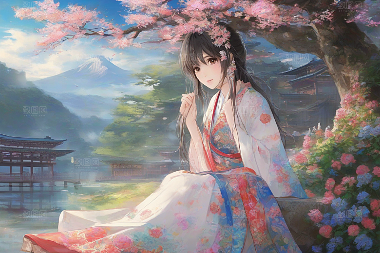 美丽璀璨绚丽背景中的绝美女子尽显风采