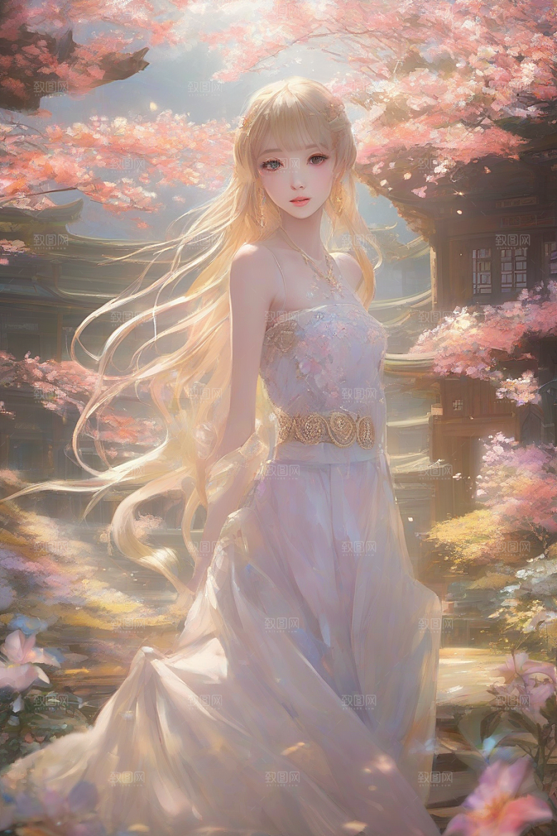 绝美时刻美艳女子独步绚丽背景的绝佳姿态