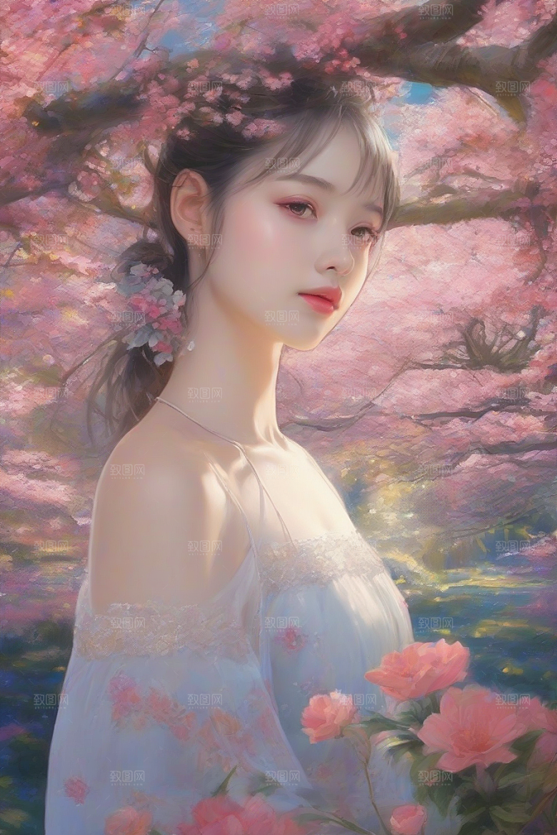 绝美时刻美艳女子独步绚丽背景的绝佳姿态