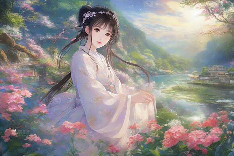 绝美时刻美艳女子独步绚丽背景的绝佳姿态