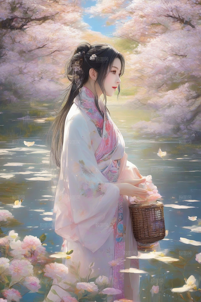 绝美时刻美艳女子独步绚丽背景的绝佳姿态