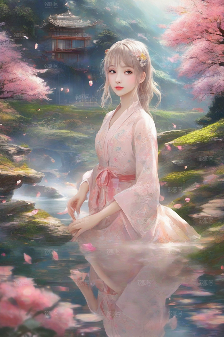 绝美时刻美艳女子独步绚丽背景的绝佳姿态