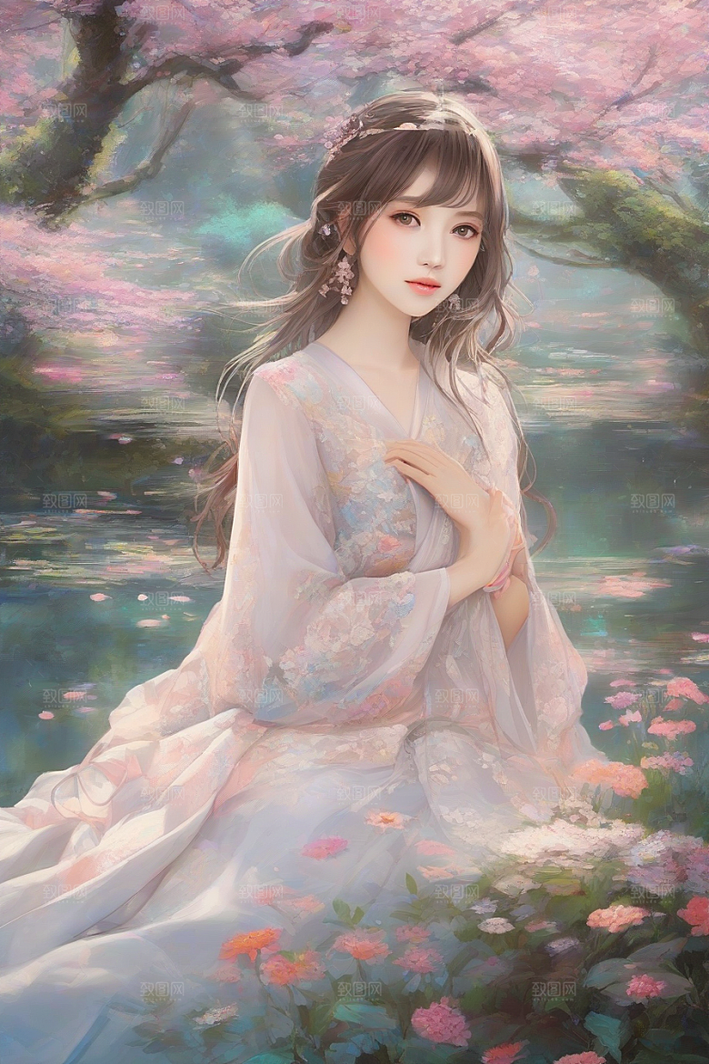 绝美时刻美艳女子独步绚丽背景的绝佳姿态