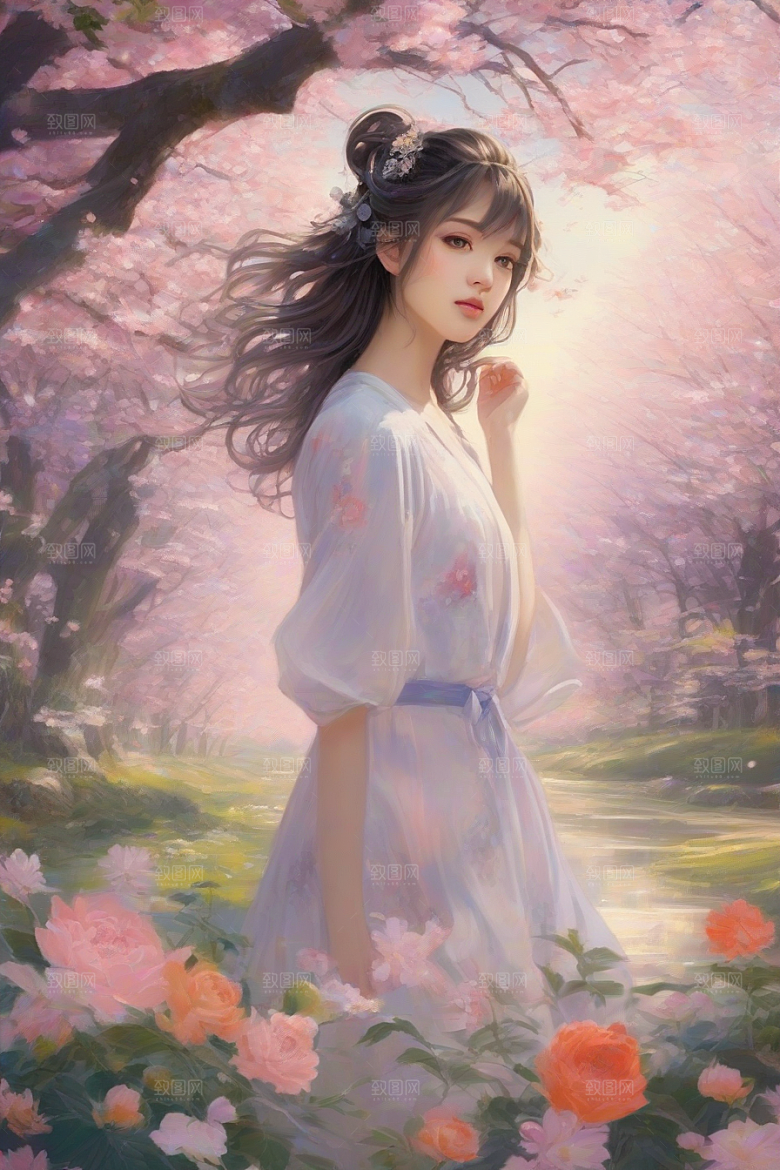 风采绝伦绚丽背景下的迷人女子展现魅力