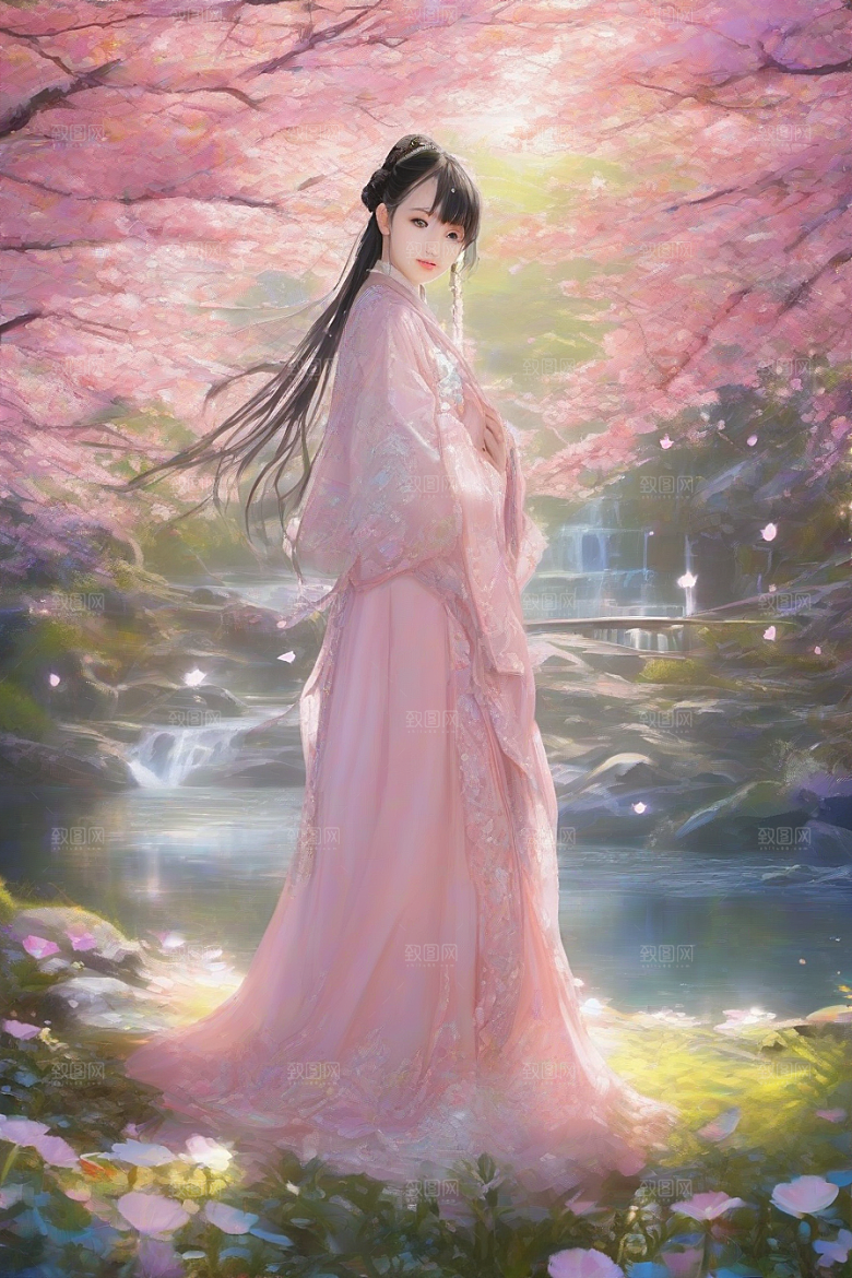 风采绝伦绚丽背景下的迷人女子展现魅力