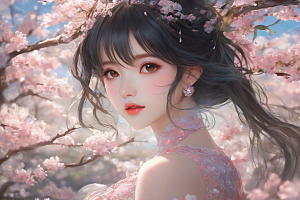 光芒四射美丽少女与绚丽背景的完美融合