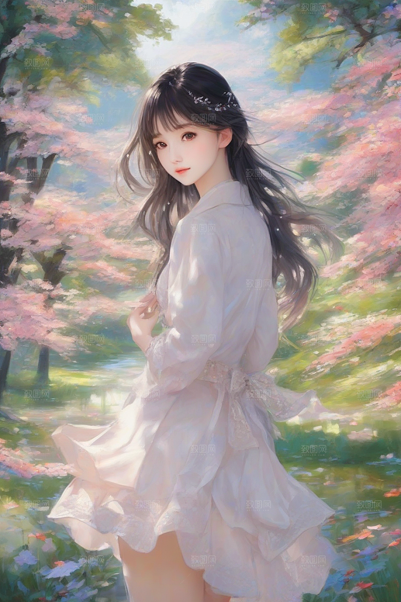 光芒四射美丽少女与绚丽背景的完美融合