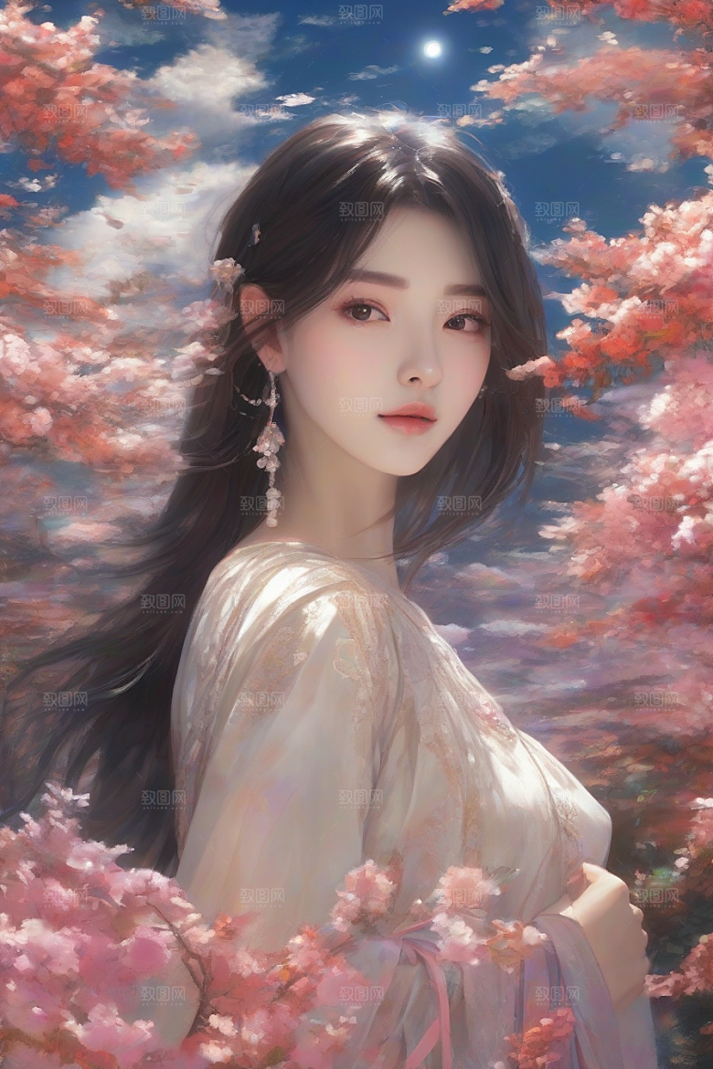 光芒四射美丽少女与绚丽背景的完美融合