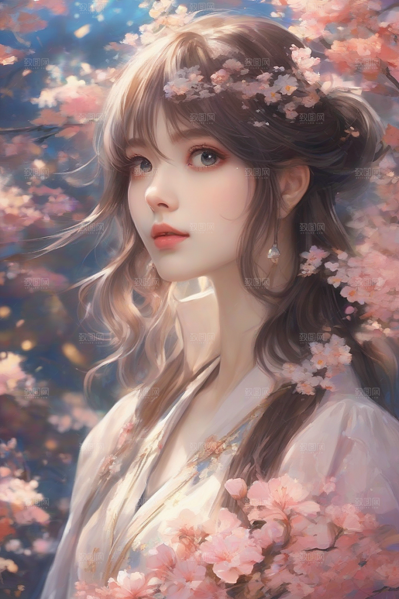 光芒四射美丽少女与绚丽背景的完美融合