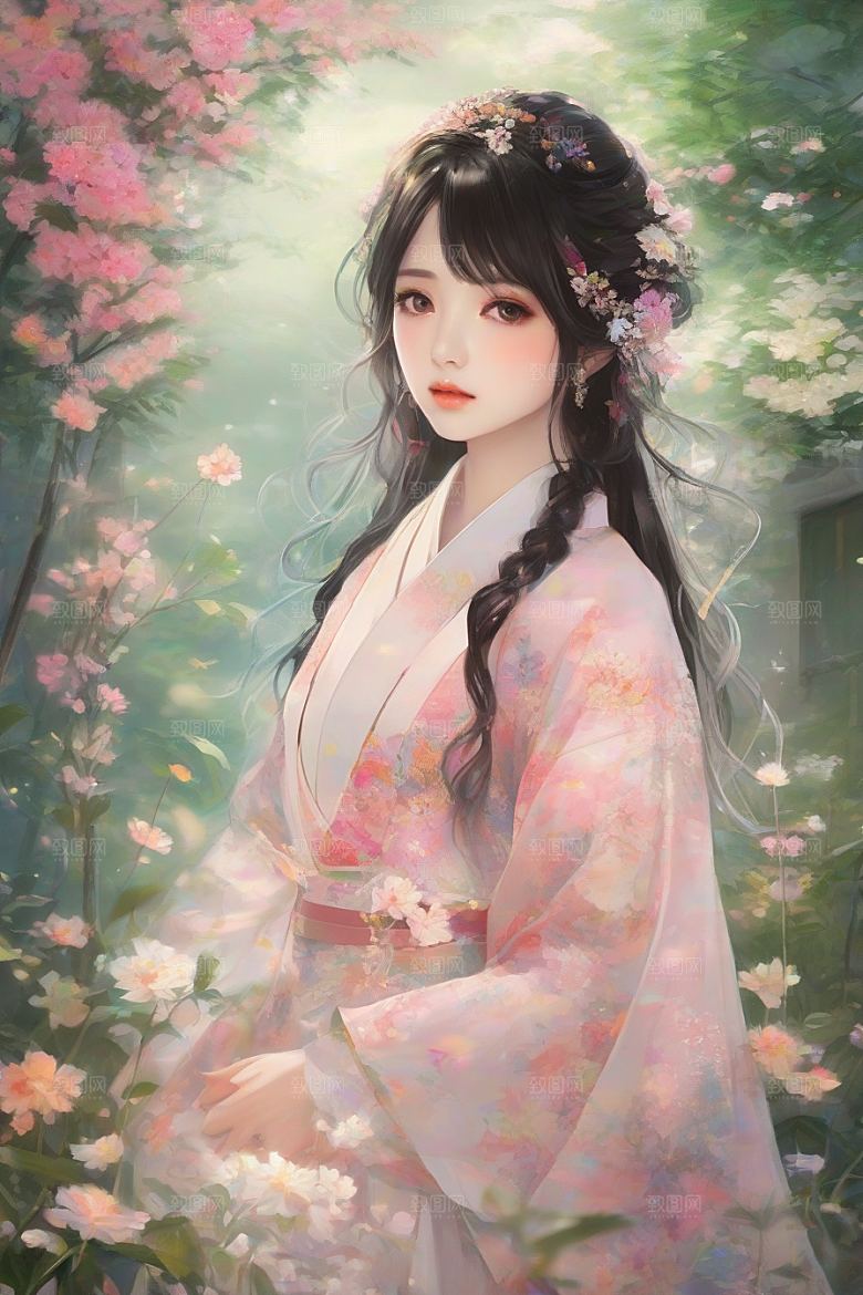 光芒四射美丽少女与绚丽背景的完美融合