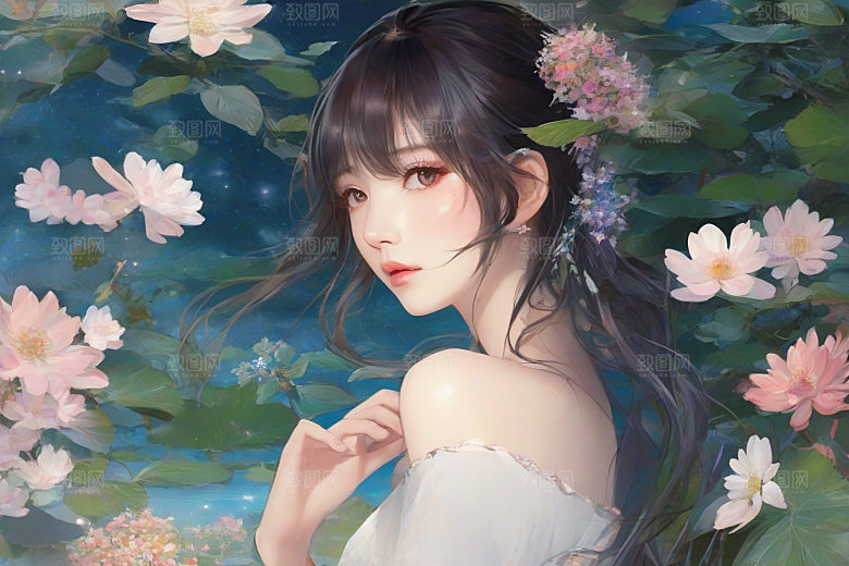 光芒四射美丽少女与绚丽背景的完美融合