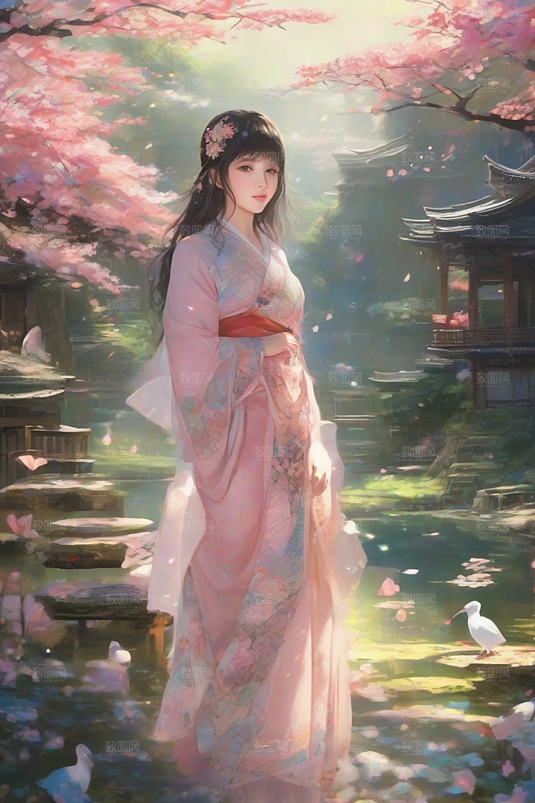 光芒四射美丽少女与绚丽背景的完美融合