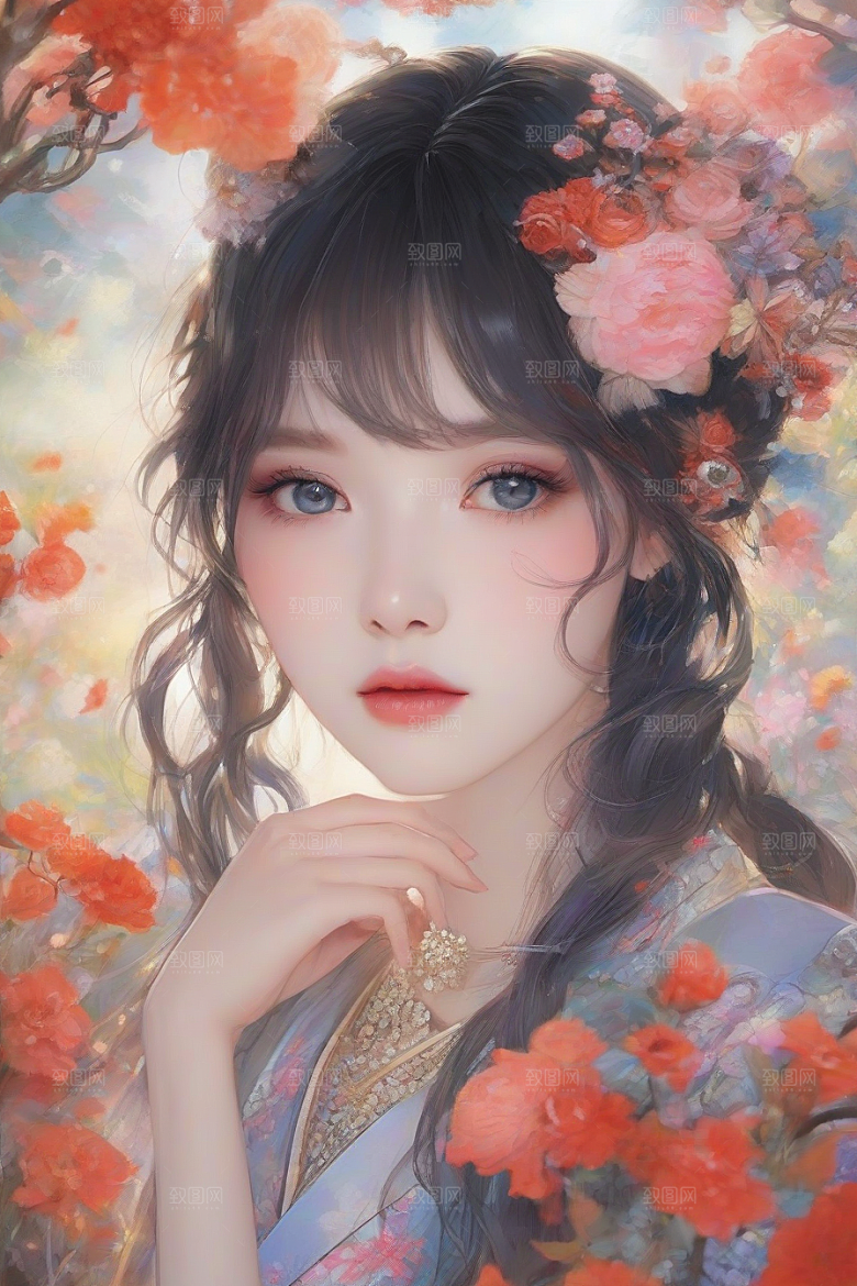 光芒四射美丽少女与绚丽背景的完美融合
