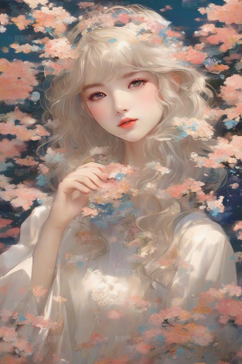 绝美姿态美艳女子独享绚丽背景的华美瞬间