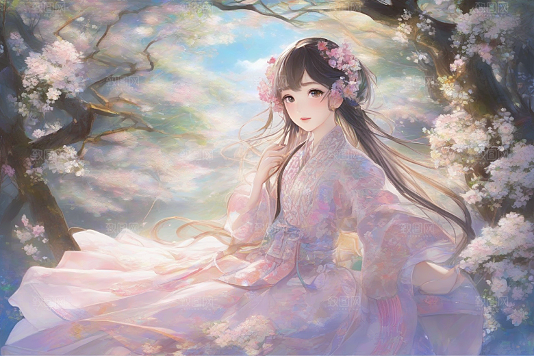 完美交融绚丽背景中的绝美女子尽显魅力