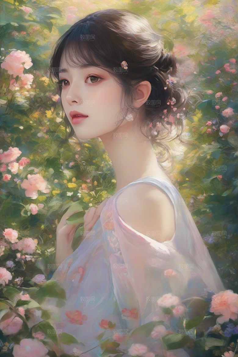 完美交融绚丽背景中的绝美女子尽显魅力