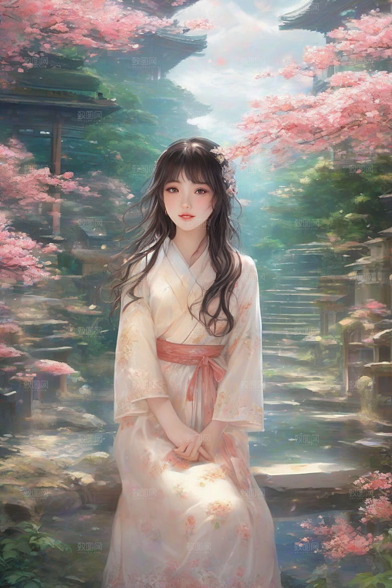 完美交融绚丽背景中的绝美女子尽显魅力
