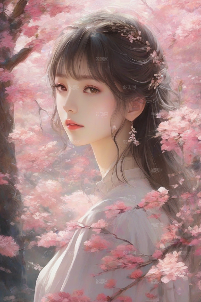 完美交融绚丽背景中的绝美女子尽显魅力
