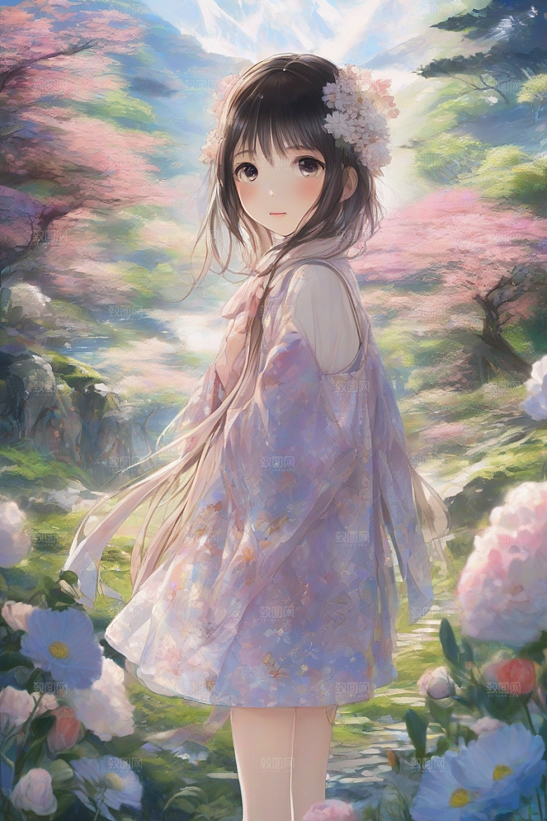 绝美姿态美艳女子独享绚丽背景的华美瞬间