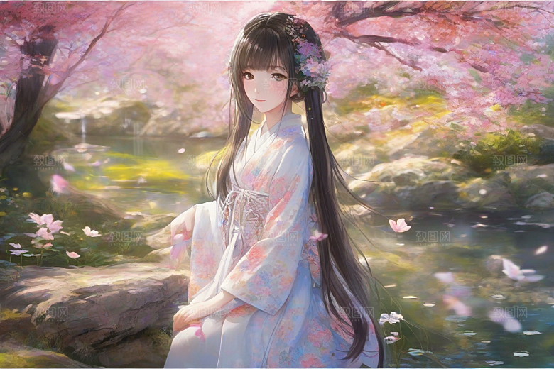 完美交融绚丽背景中的绝美女子尽显魅力