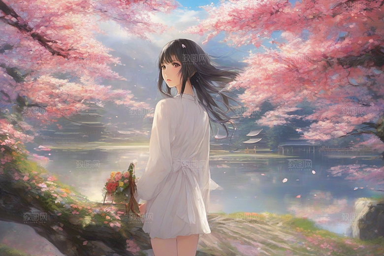完美交融绚丽背景中的绝美女子尽显魅力