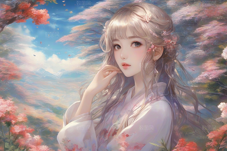完美交融绚丽背景中的绝美女子尽显魅力