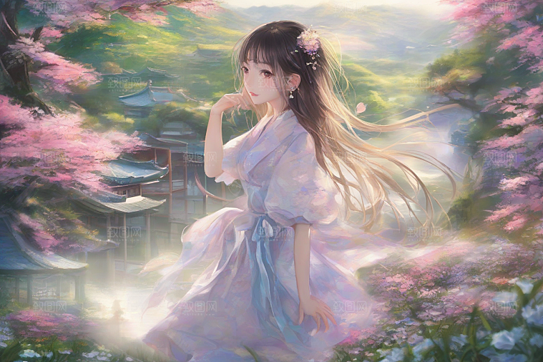 完美交融绚丽背景中的绝美女子尽显魅力