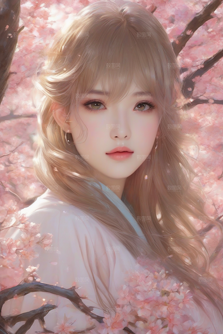 完美交融绚丽背景中的绝美女子尽显魅力