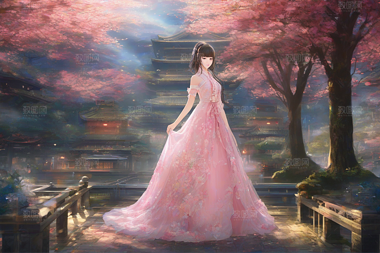 绝美姿态美艳女子独享绚丽背景的华美瞬间