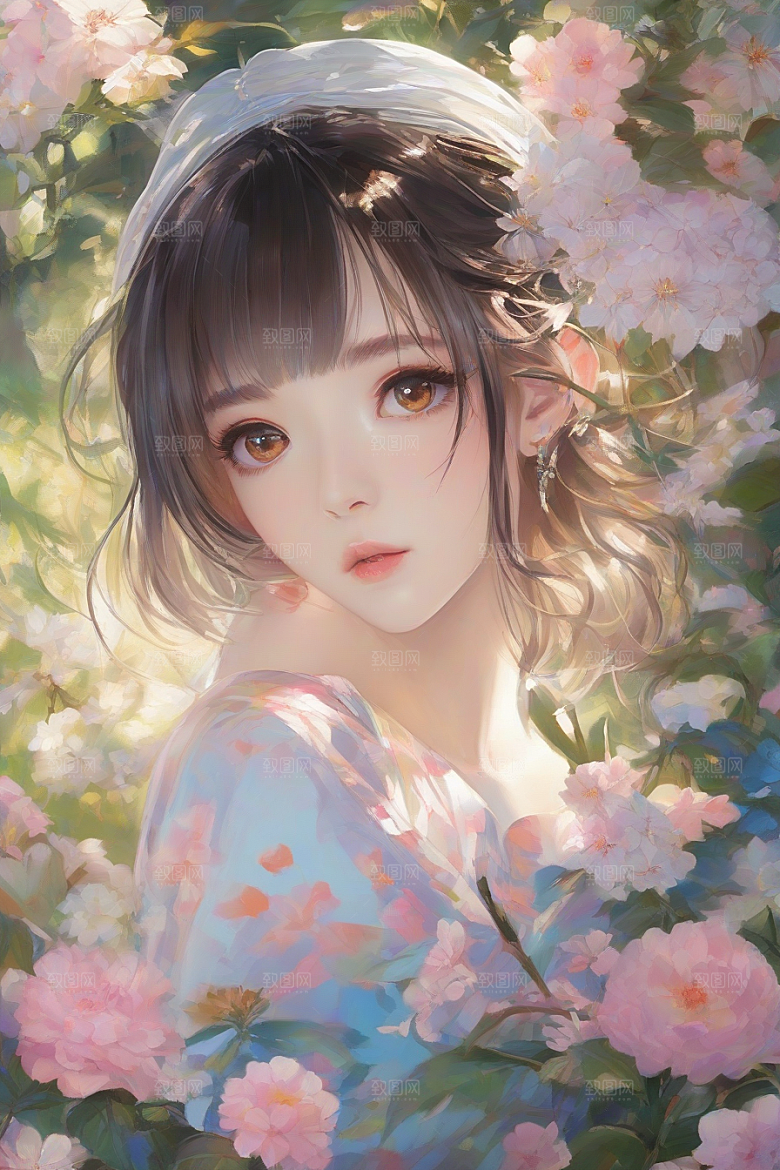 完美交融绚丽背景中的绝美女子尽显魅力