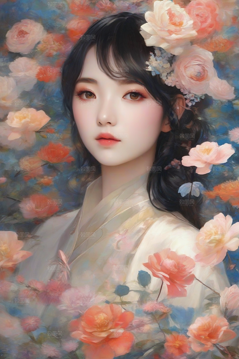 绝美姿态美艳女子独享绚丽背景的华美瞬间