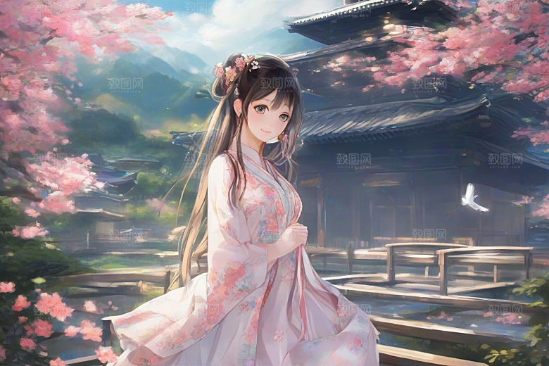 完美交融绚丽背景中的绝美女子尽显魅力