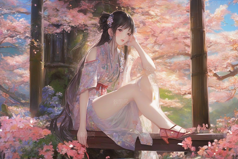 绝美姿态美艳女子独享绚丽背景的华美瞬间