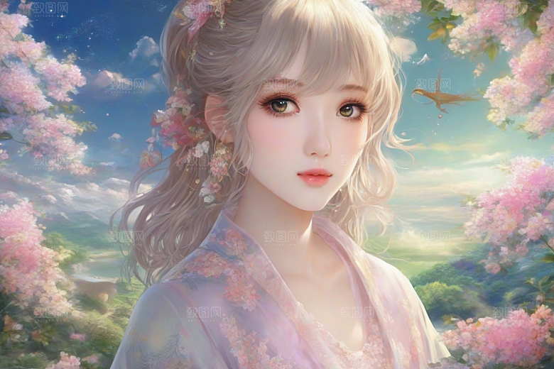 绝美姿态美艳女子独享绚丽背景的华美瞬间