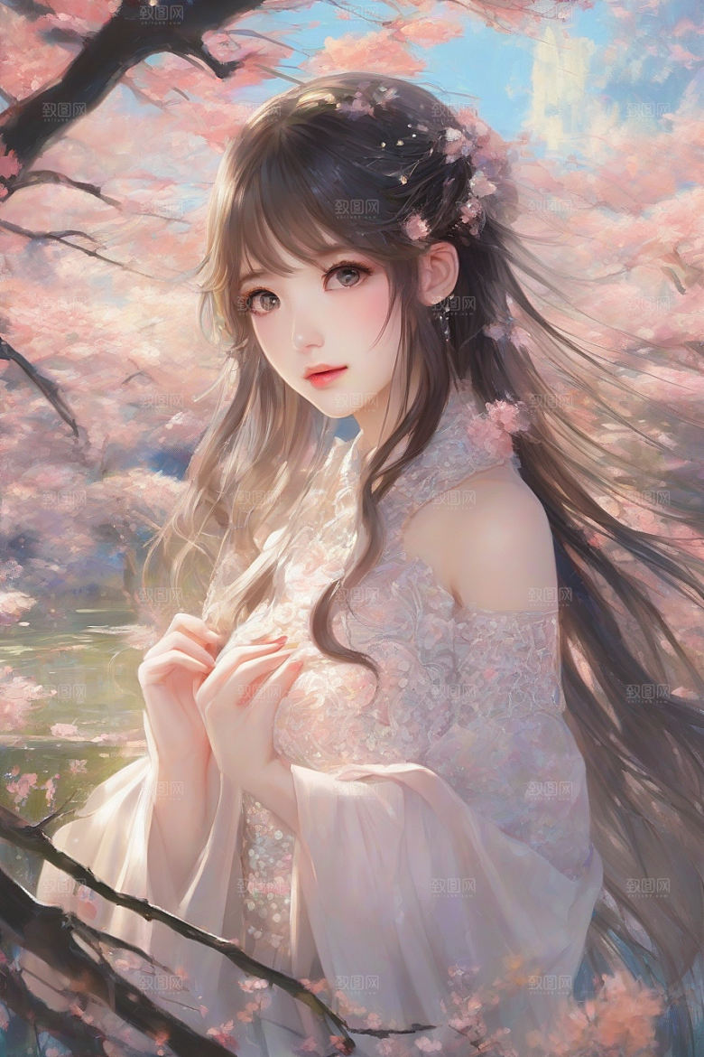 风情万种绚丽背景下的迷人女子