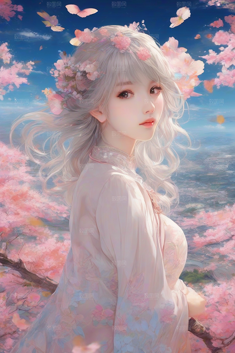 风情万种绚丽背景下的迷人女子