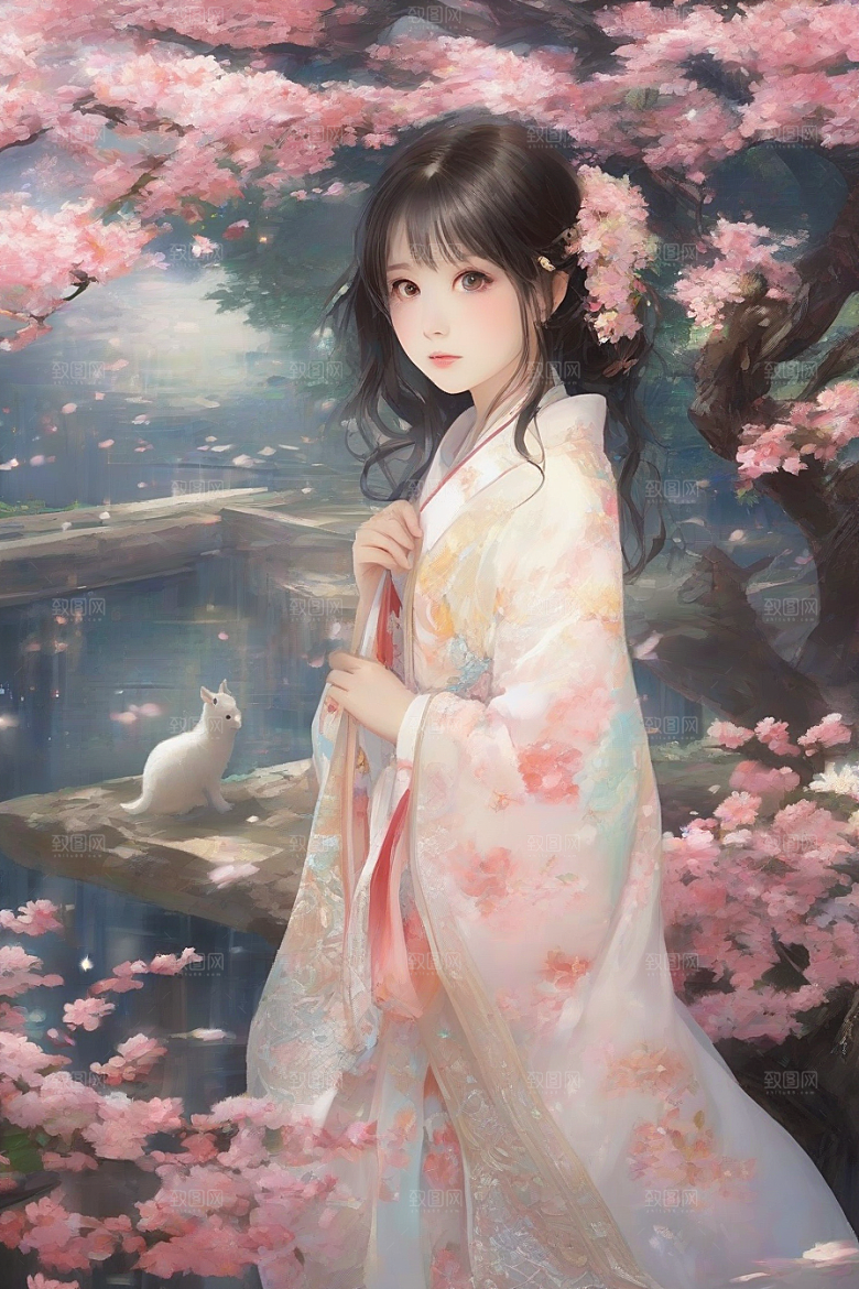 风情万种绚丽背景下的迷人女子