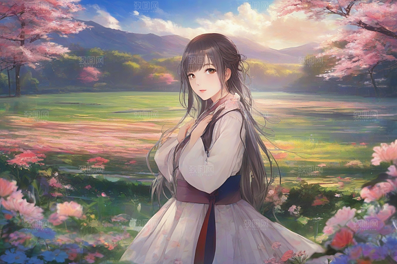 风情万种绚丽背景下的迷人女子