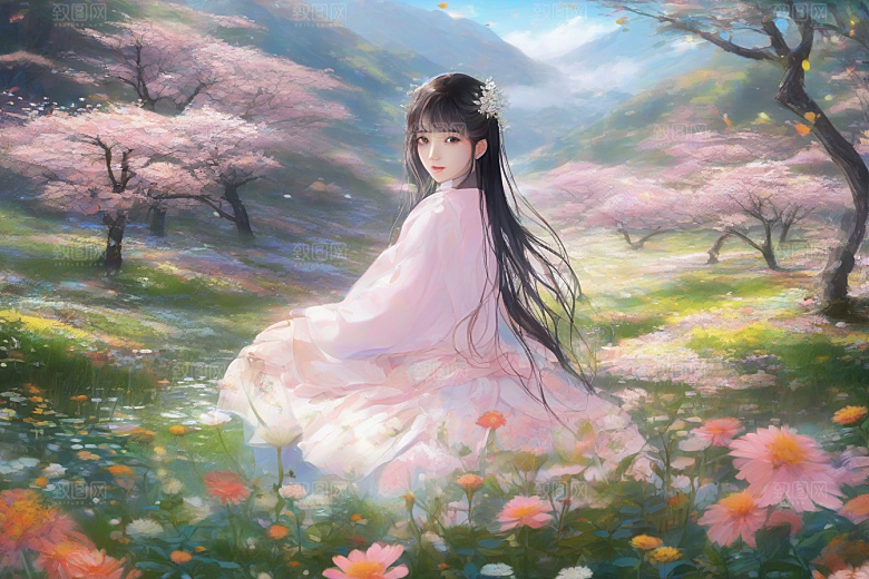 风情万种绚丽背景下的迷人女子