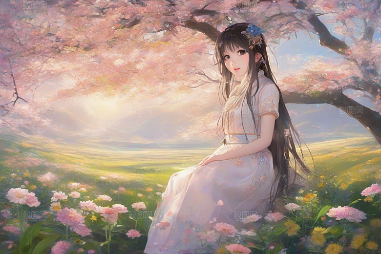 风情万种绚丽背景下的迷人女子