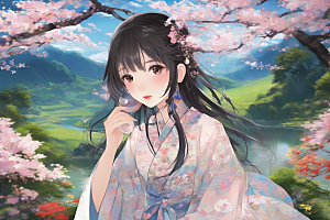 风情万种绚丽背景下的迷人女子