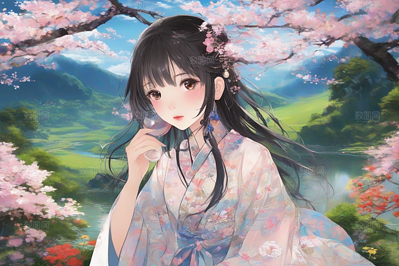 风情万种绚丽背景下的迷人女子