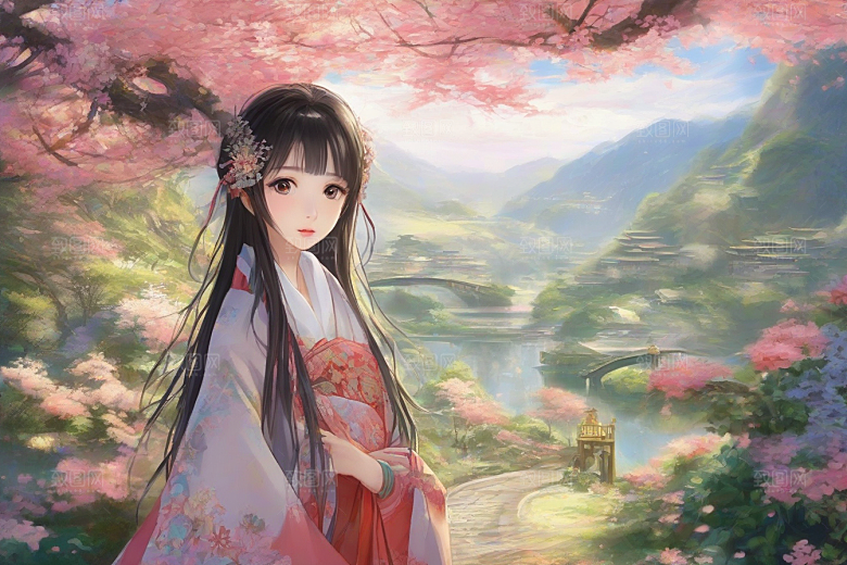 风情万种绚丽背景下的迷人女子