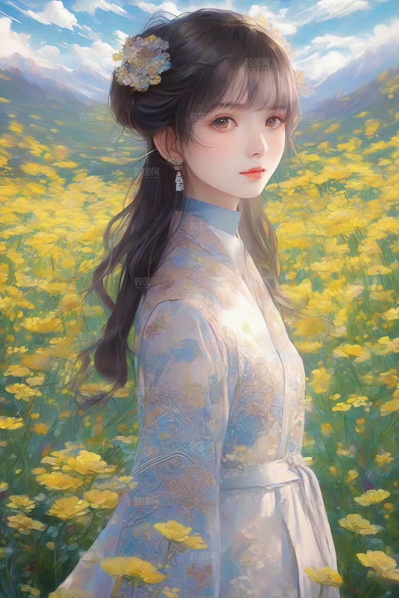 完美呈现美丽少女与绚丽背景的完美碰撞