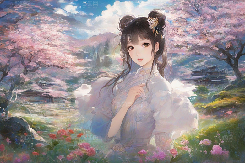完美呈现美丽少女与绚丽背景的完美碰撞