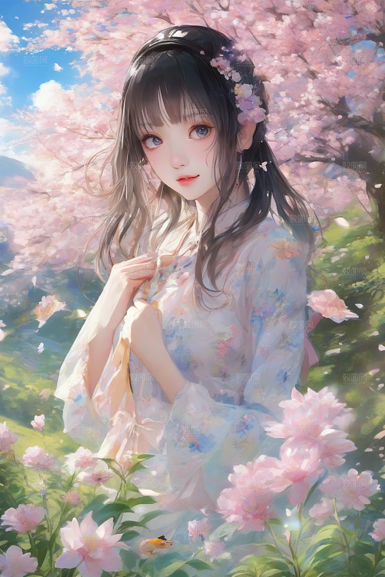 完美呈现美丽少女与绚丽背景的完美碰撞