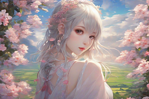 风情万种绚丽背景下的迷人女子
