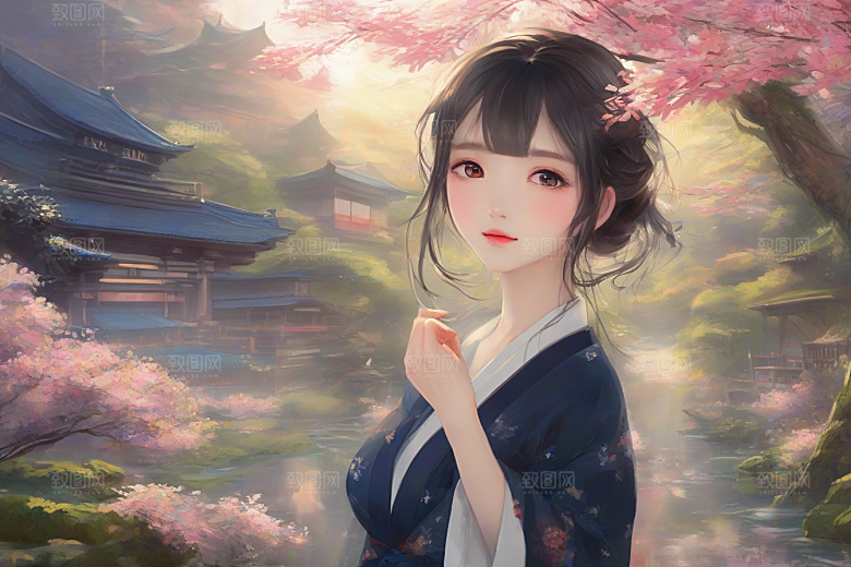 风情万种绚丽背景下的迷人女子
