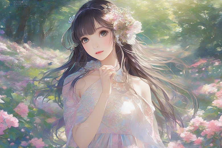 风情万种绚丽背景下的迷人女子