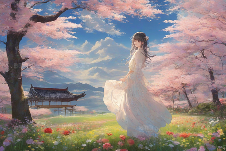 完美呈现美丽少女与绚丽背景的完美碰撞